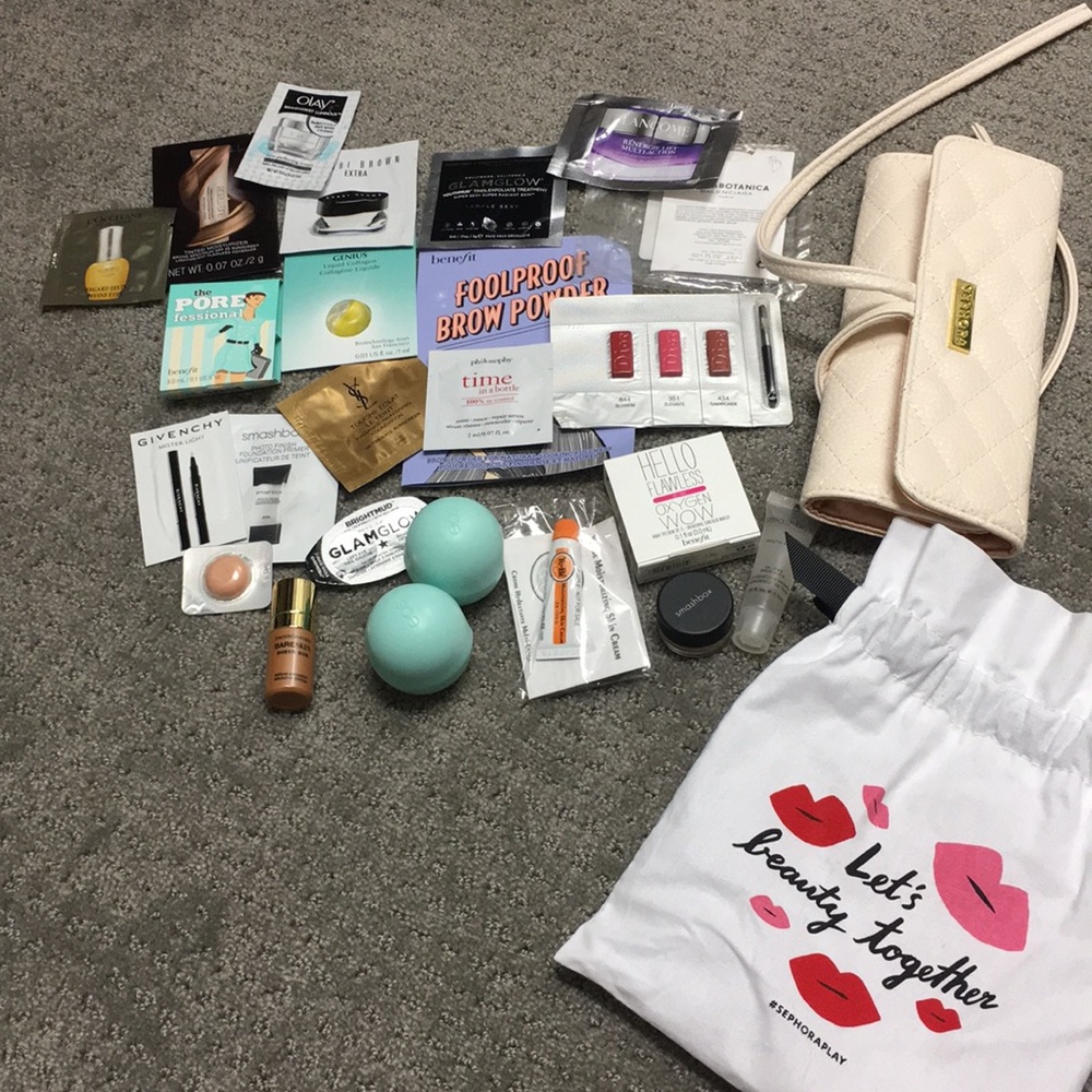Sephora make up brush travel bag and samples
